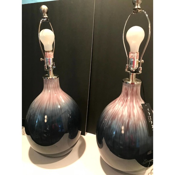 Tahari pair of Ceramic Table Lamps-Danish mod splatter - Picture 3 of 7